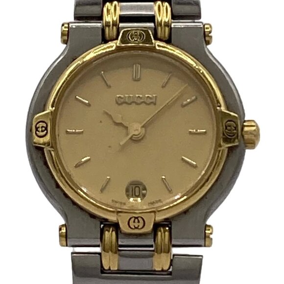GUCCI 9000L Silver Gold Women's Wrist Watch 165-052825 - Picture 1 of 5